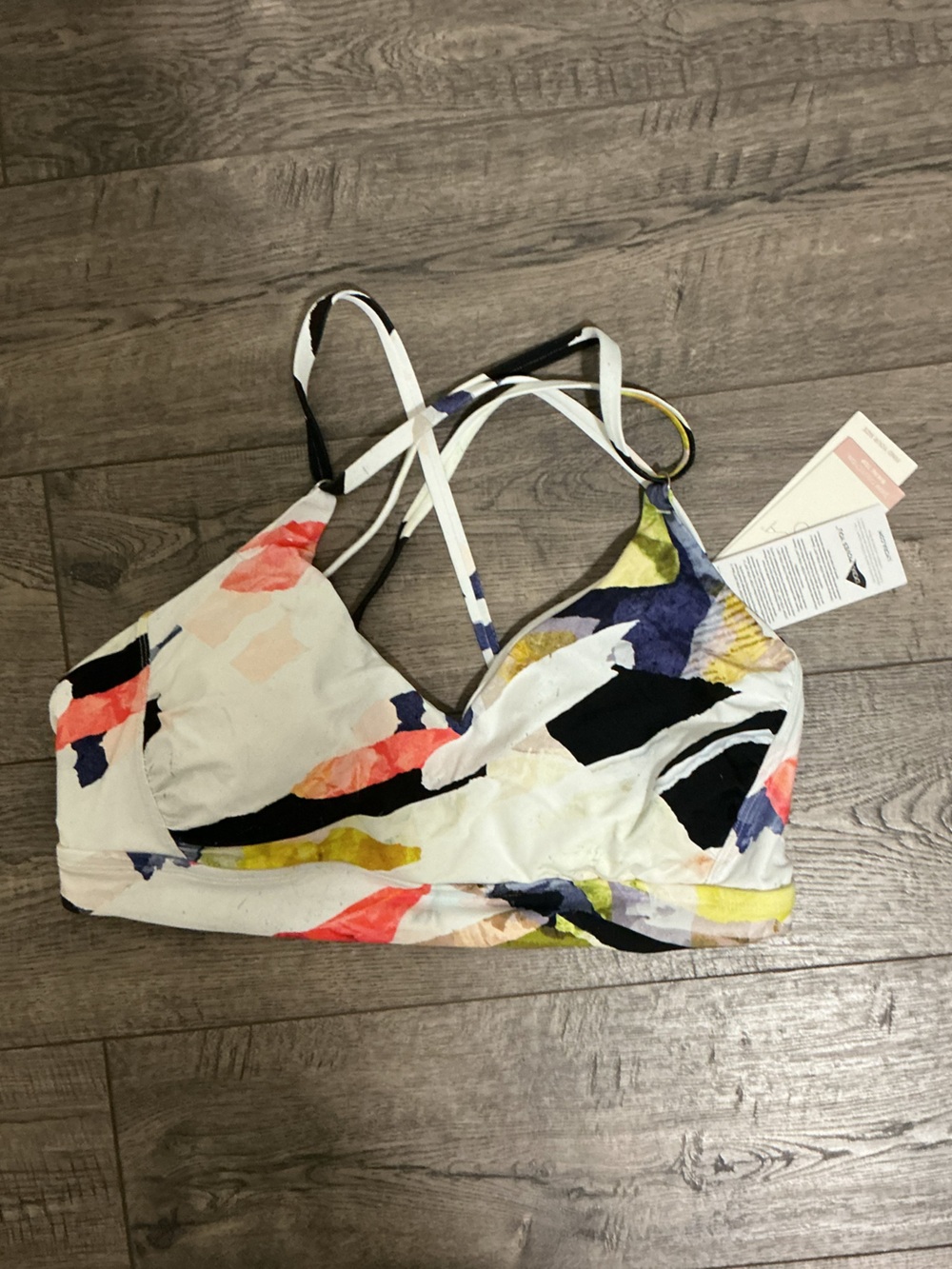 CALIA by Carrie Underwood White Multicolor Abstract Print Bikini Top